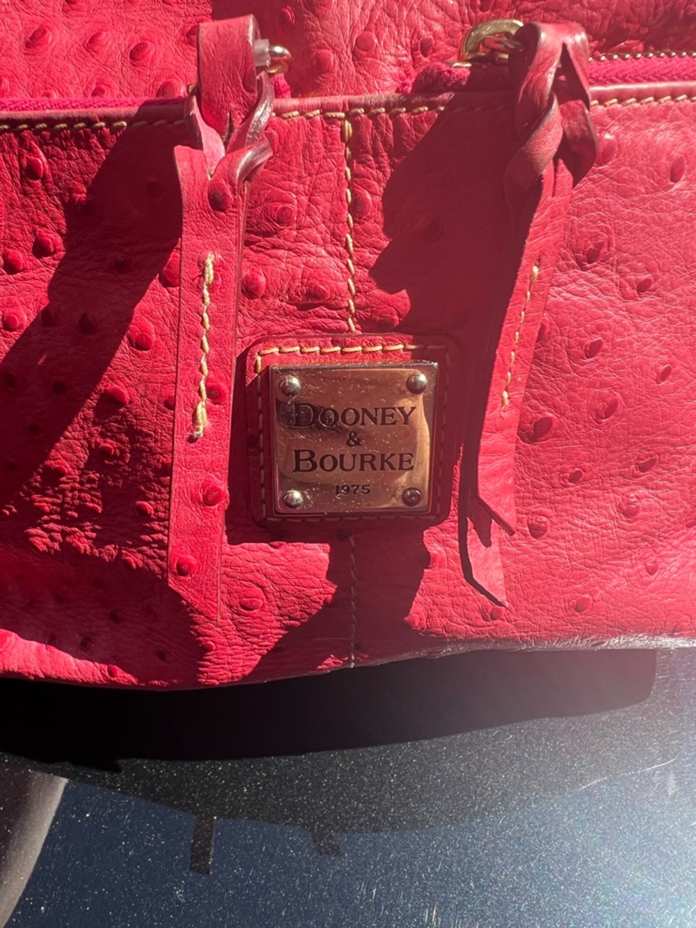 Dooney & Bourke Large Pink Ostrich Pocket Sac shoulder bag - Picture 10 of 16